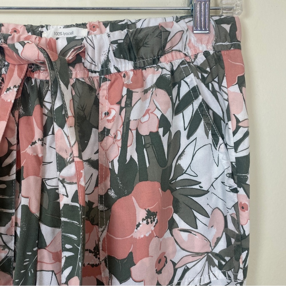 C&C California Floral Drawstring Pants Cuffed Leg Pockets Boho S - Picture 5 of 10